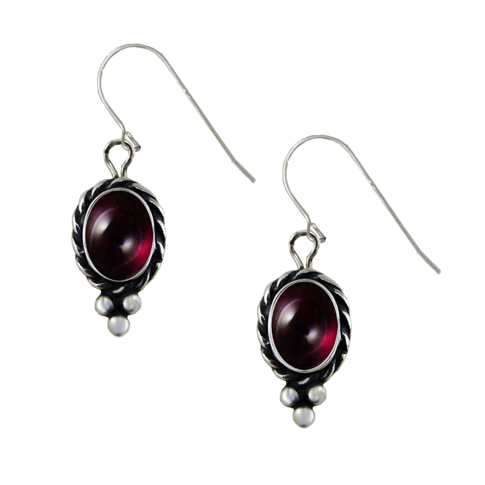 Sterling Silver Little Garnet Gemstone Drop Dangle Earrings